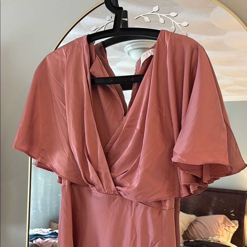 Astr Pink Flutter Sleeve Maxi Dress for Weddings - Picture 2 of 3